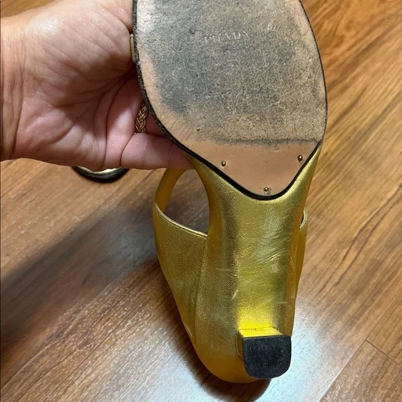 Prada Women's Shimmering Gold Sandals - Picture 9 of 10